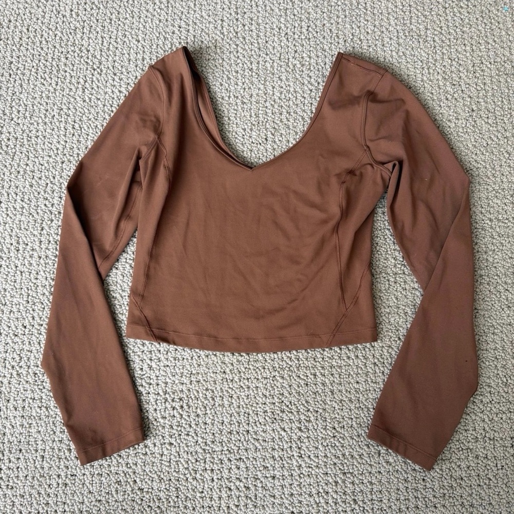 lululemon athletica Brown Scoop Neck Long Sleeve Top
